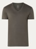 T-shirt van pima katoen met V-hals - Bronsgroen