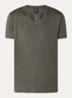 T-shirt van pima katoen met V-hals - Olijfgroen