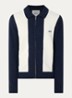 Grofgebreid vest in wolblend met logoborduring - Donkerblauw