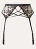 Cosmic Romance jarretels van mesh met lurexborduring - Zwart