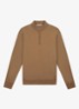 Fijngebreide trui van merino wol met halve rits - Caramel-261
