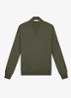 Fijngebreide trui van merino wol met halve rits - Olive-300