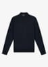 Fijngebreide trui van merino wol met halve rits - Navy-410