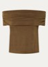 Bene ribgebreide off shoulder top - Mosgroen