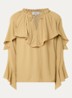 Betty semi-transparante tuniek met ruches en details van kant - Camel