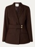 Bule blazer met schoudervulling en paspelzakken - Chocoladebruin