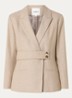 Bule blazer met schoudervulling en paspelzakken - Beige