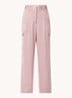 Cary high waist loose fit broek van satijn met klepzakken - Oudroze