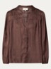 Cessia blouse van satijn met ruches - Donkerbruin
