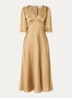 Charlotte midi jurk met V-hals - Camel