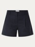 Cilo high waist wide fit korte broek in linnenblend - Donkerblauw
