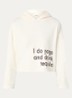 Cropped hoodie met print - Gebroken wit