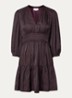 Cyrilia mini tuniekjurk van satijn met smockwerk - Aubergine