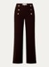 Falcon high waist wide fit pantalon met split en sierknopen - Donkerbruin