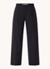 Gona high waist wide fit pantalon met plooidetail - Zwart