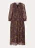 Karla midi blousejurk met print - Bruin