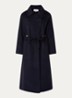 Kate trenchcoat in wolblend met steekzakken - Donkerblauw