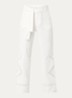 Marlon high waist loose fit pantalon met opengewerkt detail - Gebroken wit