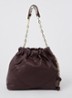 Medium schoudertas van lamsleer - Aubergine