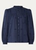 Melody blouse met volant en pofmouw - Donkerblauw
