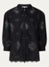 Muriel blouse met broderie - Zwart