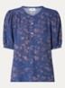 Novella blouse met bloemenprint - Royalblauw