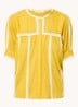 Poeme blouse met details van kant - Mosterd