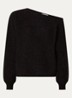 Suela grofgebreide pullover in alpaca wolblend met asymmetrische hals - Zwart