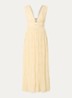 Tania maxi jurk met plissé en V-hals - Creme