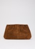 Clutch van suède met plooidetail - Roestbruin