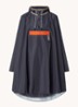 Solid oversized poncho met capuchon en ritszak - Donkerblauw