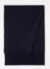 Mutch sjaal van wol met franjes 200 x 35 cm - Donkerblauw