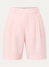Bermuda high waist loose fit korte broek van linnen - Lichtroze