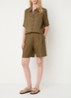 Bermuda high waist loose fit korte broek van linnen - Bruin