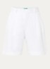 Bermuda high waist loose fit korte broek van linnen - Gebroken wit