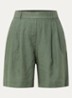 Bermuda high waist loose fit korte broek van linnen - Groen