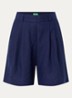 Bermuda high waist loose fit korte broek van linnen - Royalblauw