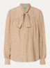 Blouse met ruitdessin en sjaalkraag - Beige