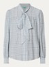 Blouse met ruitdessin en sjaalkraag - Lichtblauw