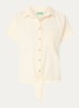 Blouse met ruitdessin en strikdetail - Creme