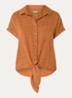 Blouse met ruitdessin en strikdetail - Orange
