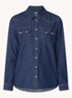 Blouse van chambray met borstzakken - Indigo