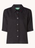 Blouse van linnen met halflange mouw - Zwart