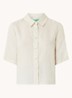 Blouse van linnen met halflange mouw - Zand