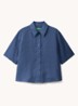 Blouse van linnen met halflange mouw - Kobaltblauw