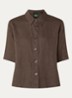 Blouse van linnen met halflange mouw - Donkerbruin