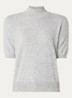 Fijngebreid T-shirt in kasjmierblend met ronde hals - Lichtgrijs