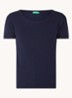 Fijngebreid T-shirt met ronde hals - Donkerblauw