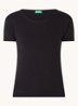 Fijngebreid T-shirt met ronde hals - Zwart
