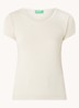 Fijngebreid T-shirt met ronde hals - Zand